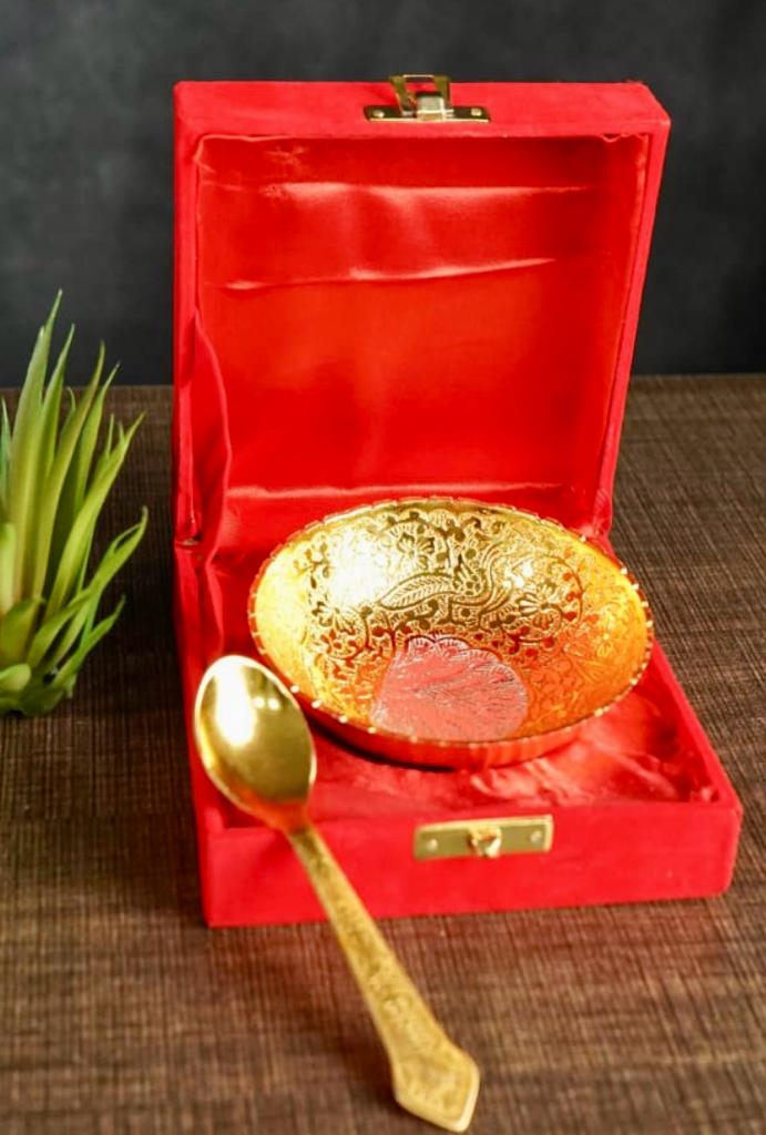 Designer Gold German Silver Plated Dessert Bowl