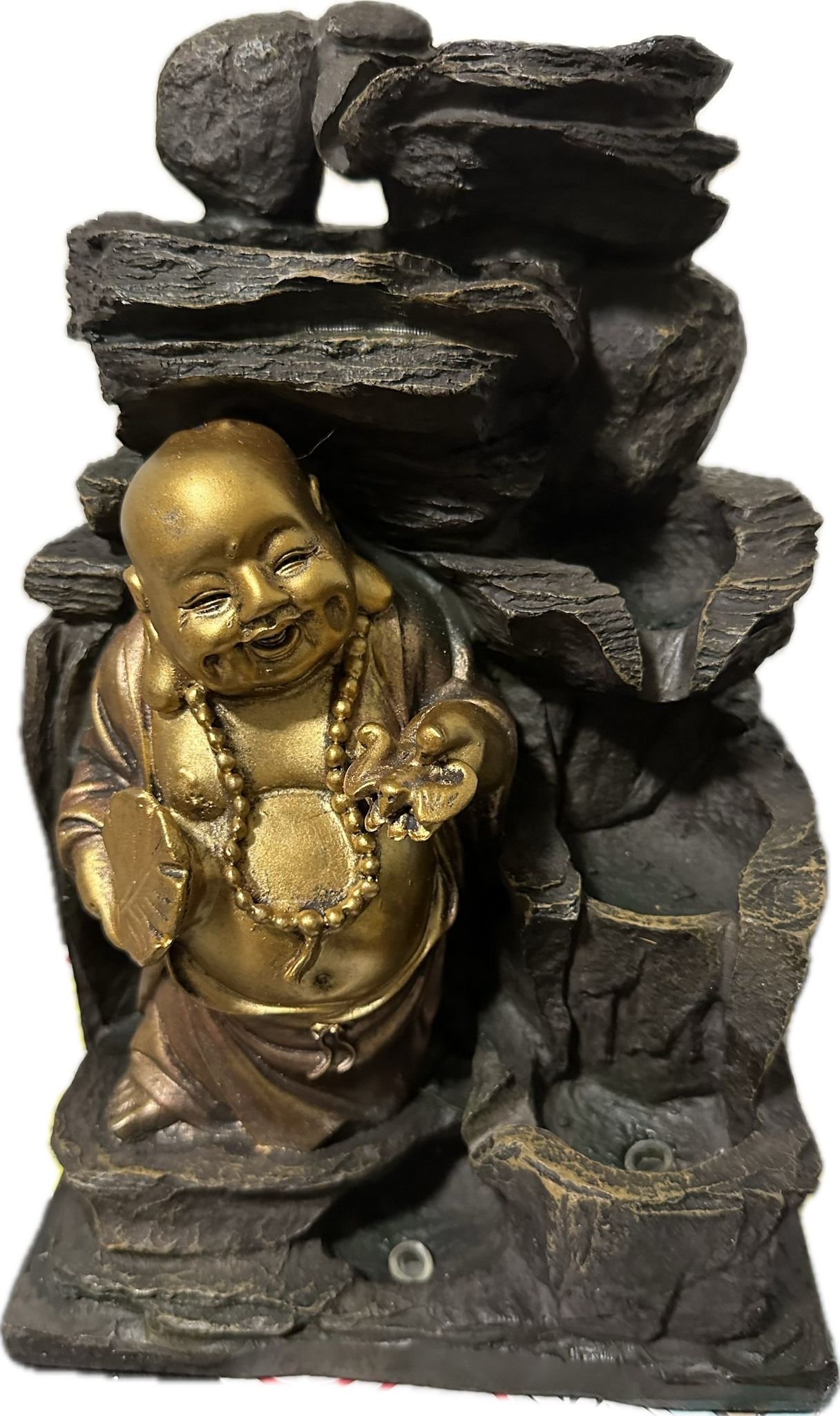 Golden Happy Buddha - Water Fountain