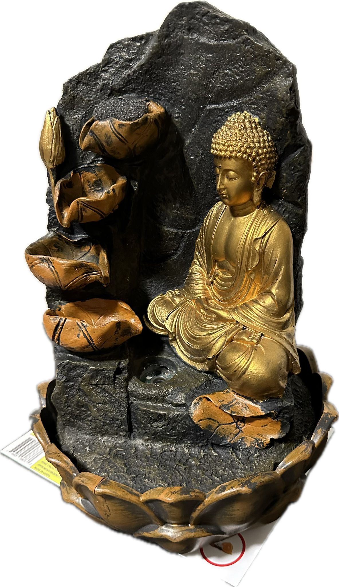 Golden Lotus Buddha - Water Fountain