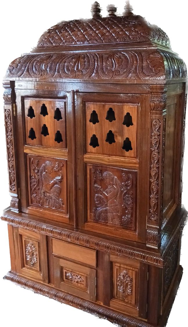 Pooja Shelf - Teak Wood, Large Base