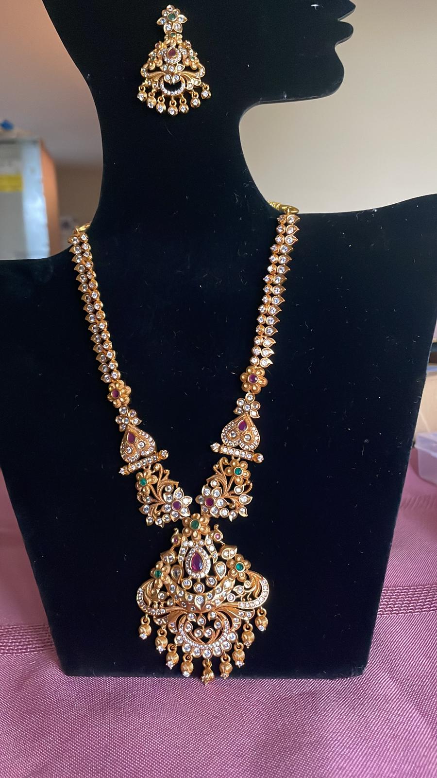 Bridal Antique Necklace Sets - White Stone