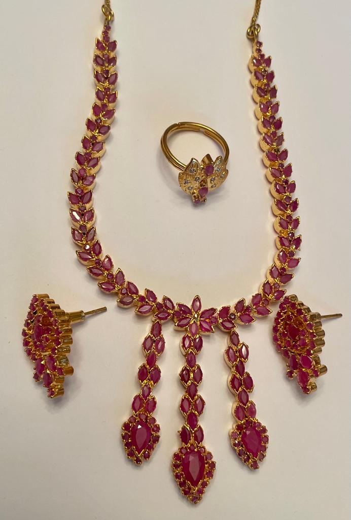 Necklace Set/Earrings/Ring Set - Ruby