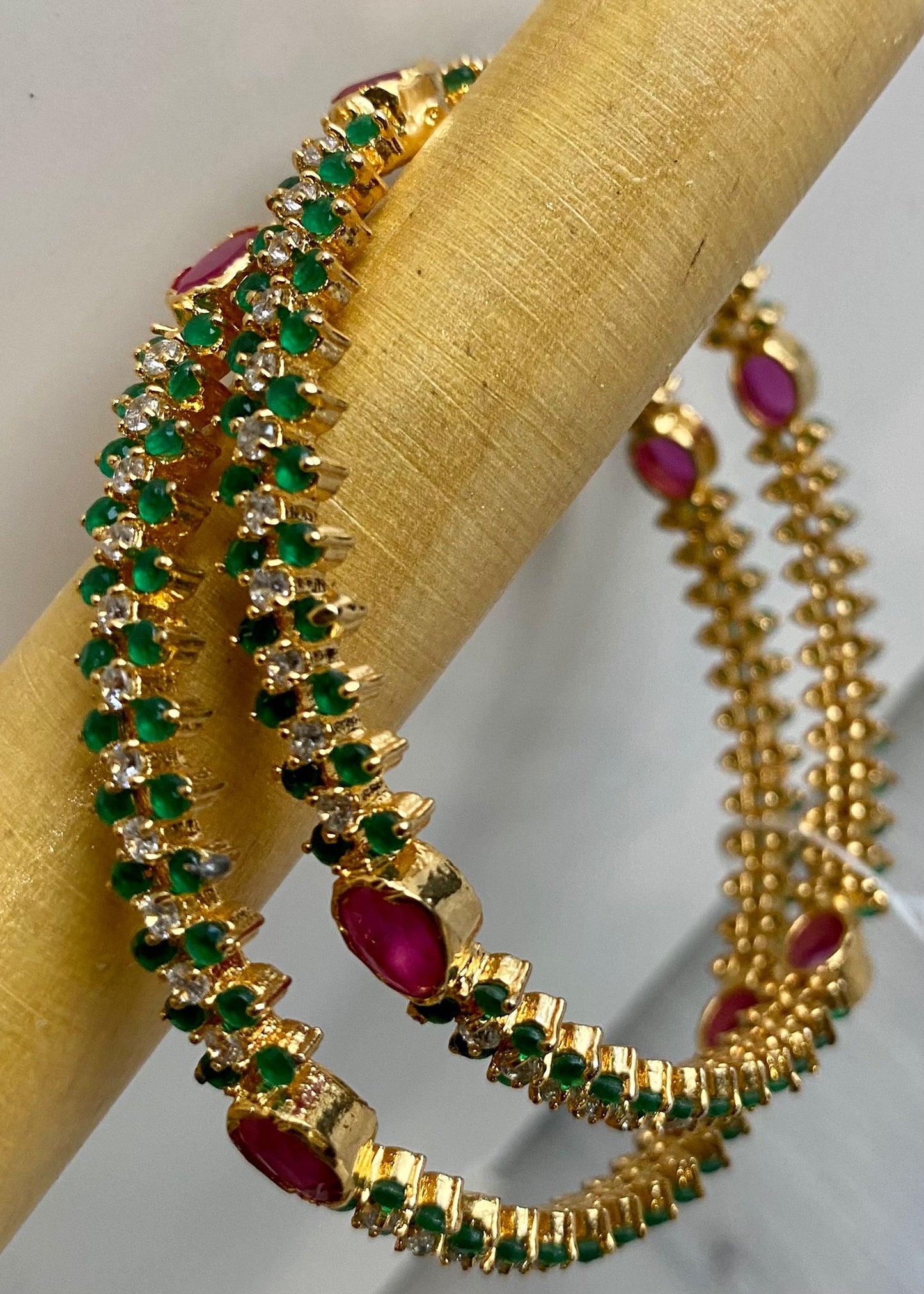 Green, Purple, and White Stone Bangles