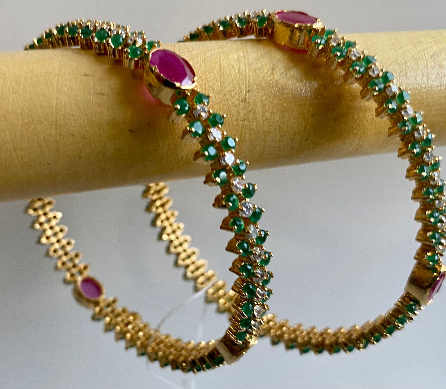 Green, Purple, and White Stone Bangles