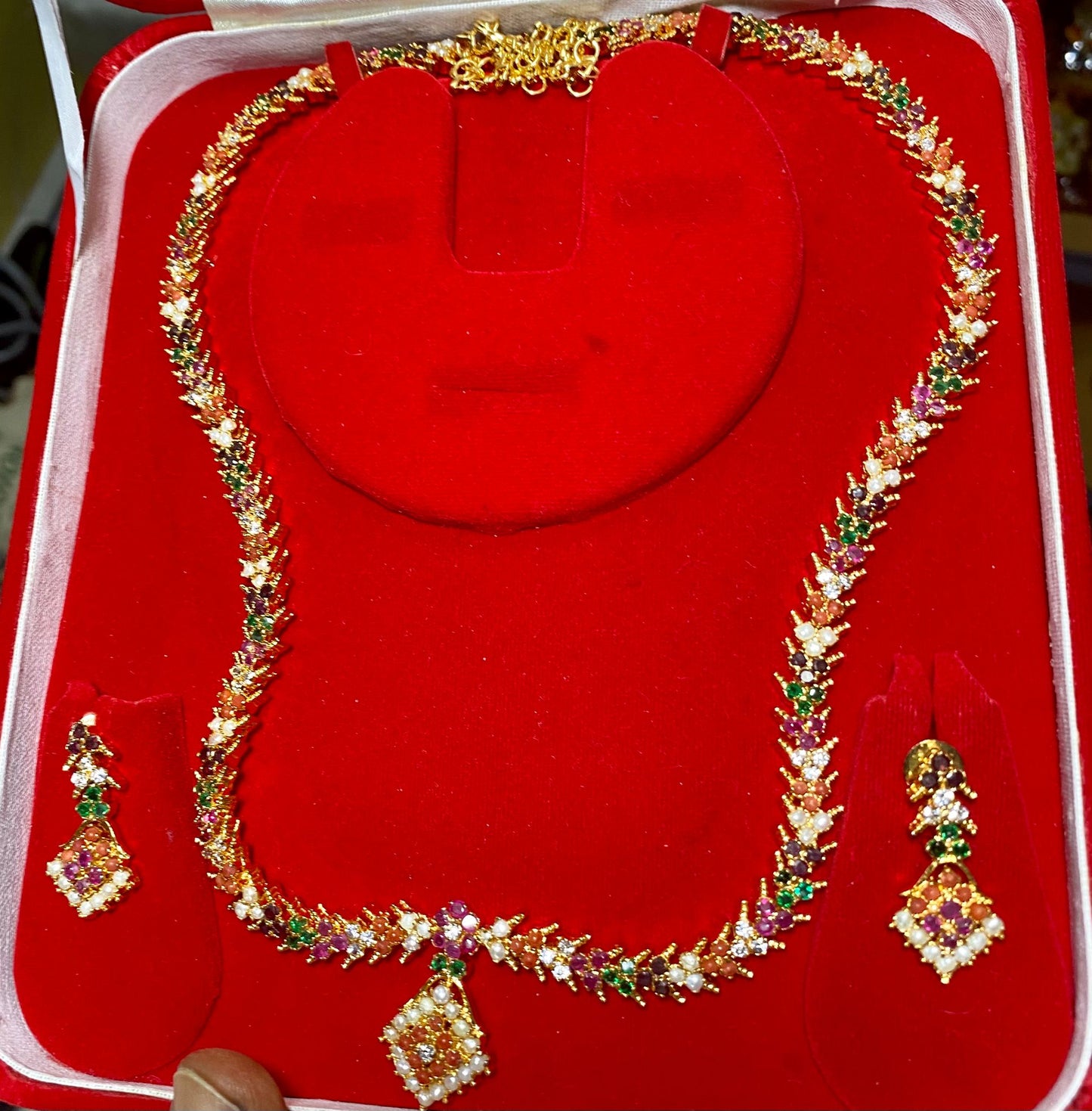 Necklace Set/Earrings - Navarathnam Haram