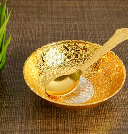 Designer Gold German Silver Plated Dessert Bowl