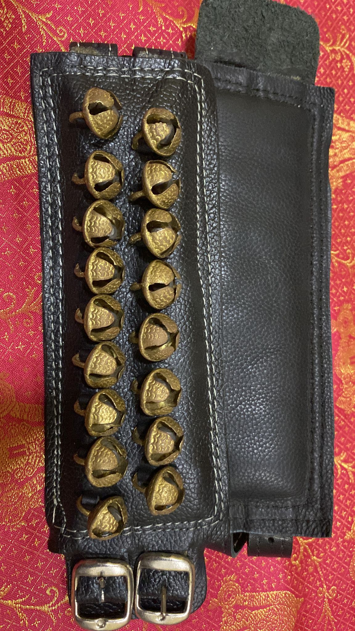 Ghungroo-Leather 2 Rows Black Leather (Bharathanatya Chalangai)