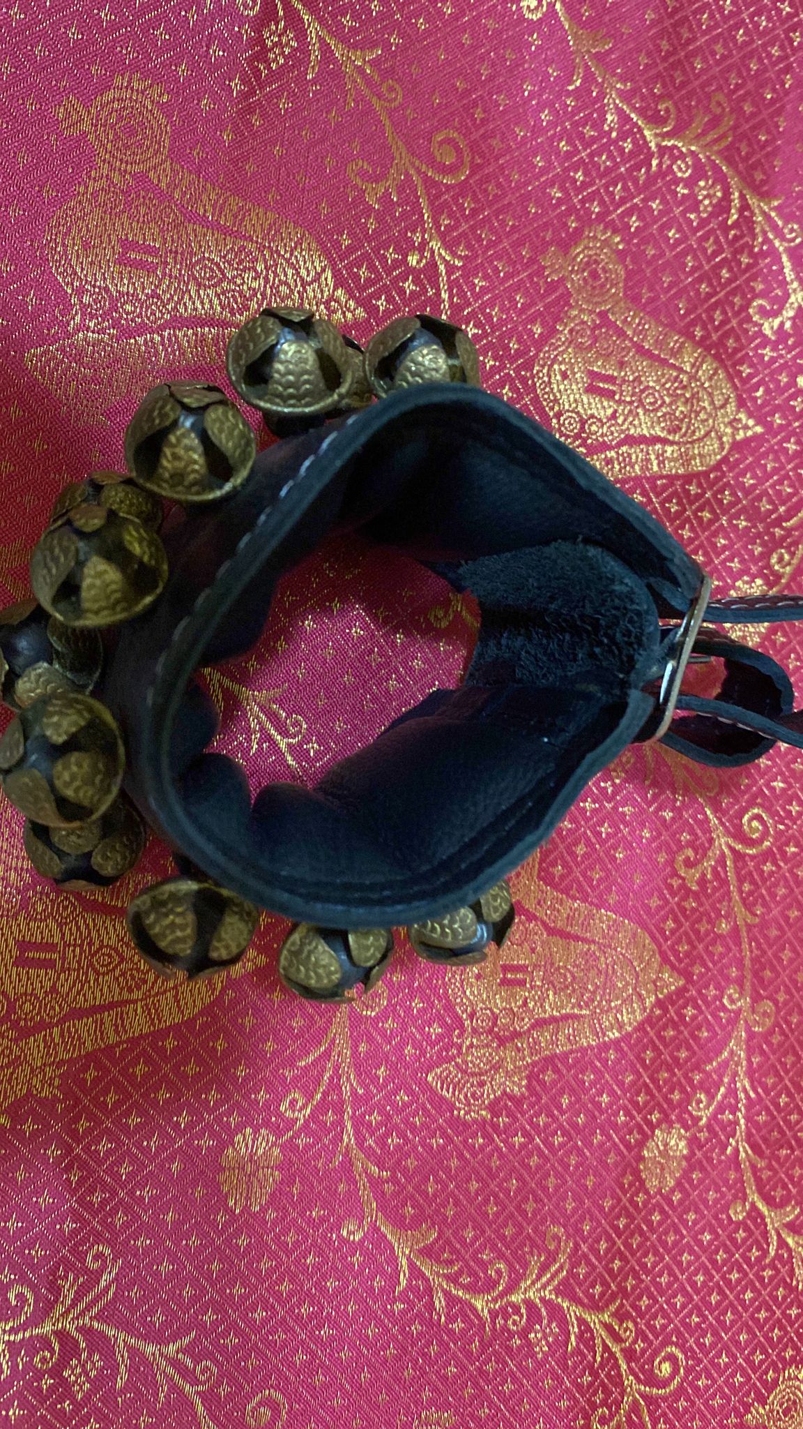 Ghungroo-Leather 2 Rows Black Leather (Bharathanatya Chalangai)