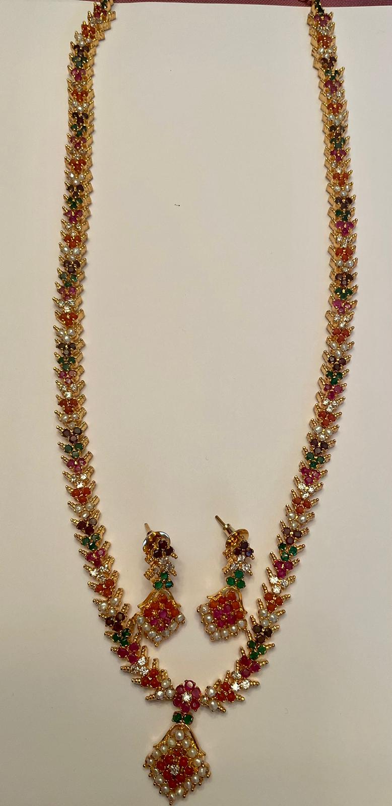 Necklace Set/Earrings - Navarathnam Haram