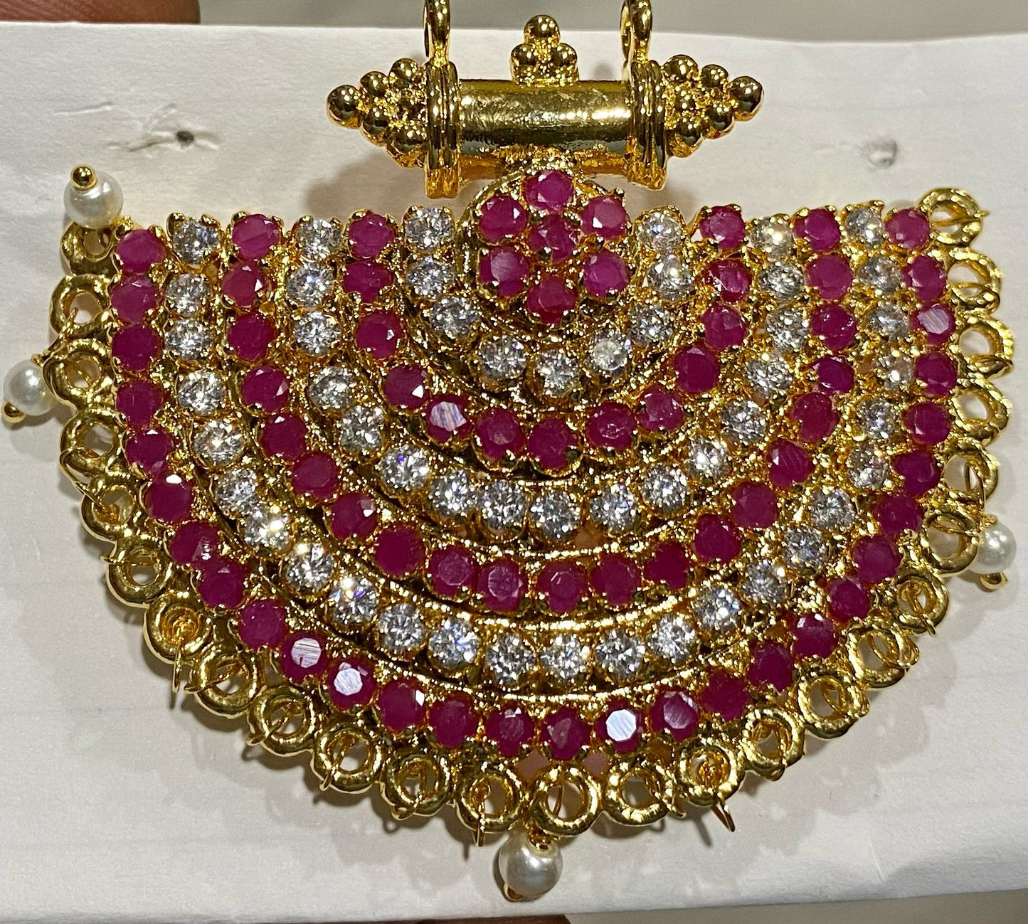 Ruby and White Stone Pendant
